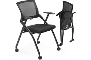 RPUZONIER Stackable Conference Room Chairs with Wheels, Folding Office Chair Stackable Rolling Office Chairs with Ergonomic Backrest & Seat for Training Room, Guest, Reception, Event, Capacity 350lbs