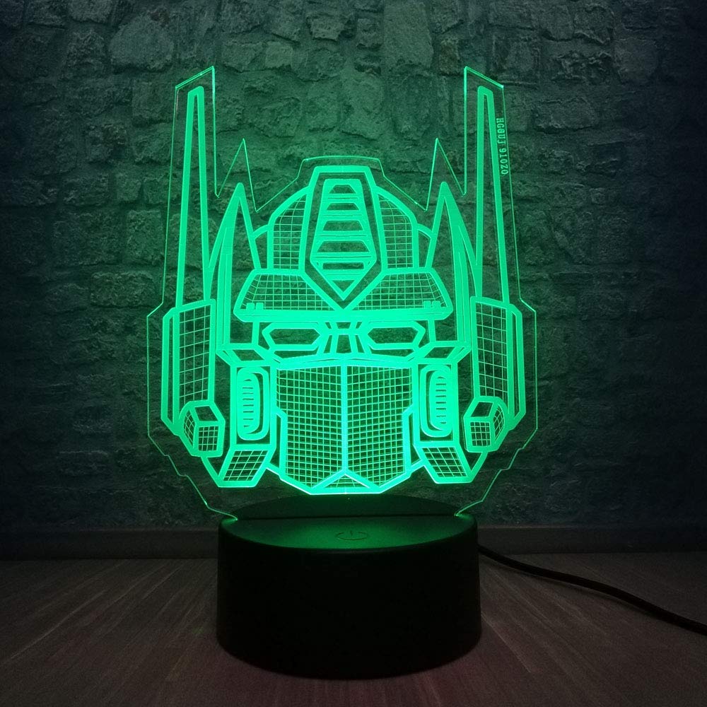 3D Optical Illusion Transformers Model Desk Table Led Night Light 7 Colors Gradual Changing Best for Boys Gifts or Home Office Decoration （Transformers）