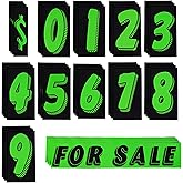 Vinyl Number Stickers for Cars - 48 Pcs （4 per Each） 7 1/2 Inches Large Chartreuse Windshield Pricing Stickers | Car Dealership Supplies, 0-9 Car Lot Pricing Numbers and for Sale Sign for Auto Window