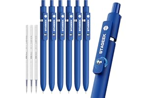 STAGEEK Blue Gel Pens GX3, 6Pcs Fine Point Smooth Writing Pens with 3 Extra Refills, Quick Dry Blue Ink Pens for Journaling, 