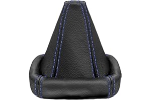 L & P Car Design Shift Boot Cover Genuine Leather Compatible with VW Golf 2 MK2 3 MK3 Passat MK3 Polo MK3 for Jetta MK2 MK3 Manual Transmission Black Dark Blue Stitch