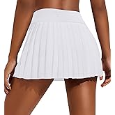 PINSPARK Plus Size Tennis Skirts for Women High Waisted Sports Skirts Lightweight Pleated Athletic Skort, White Small