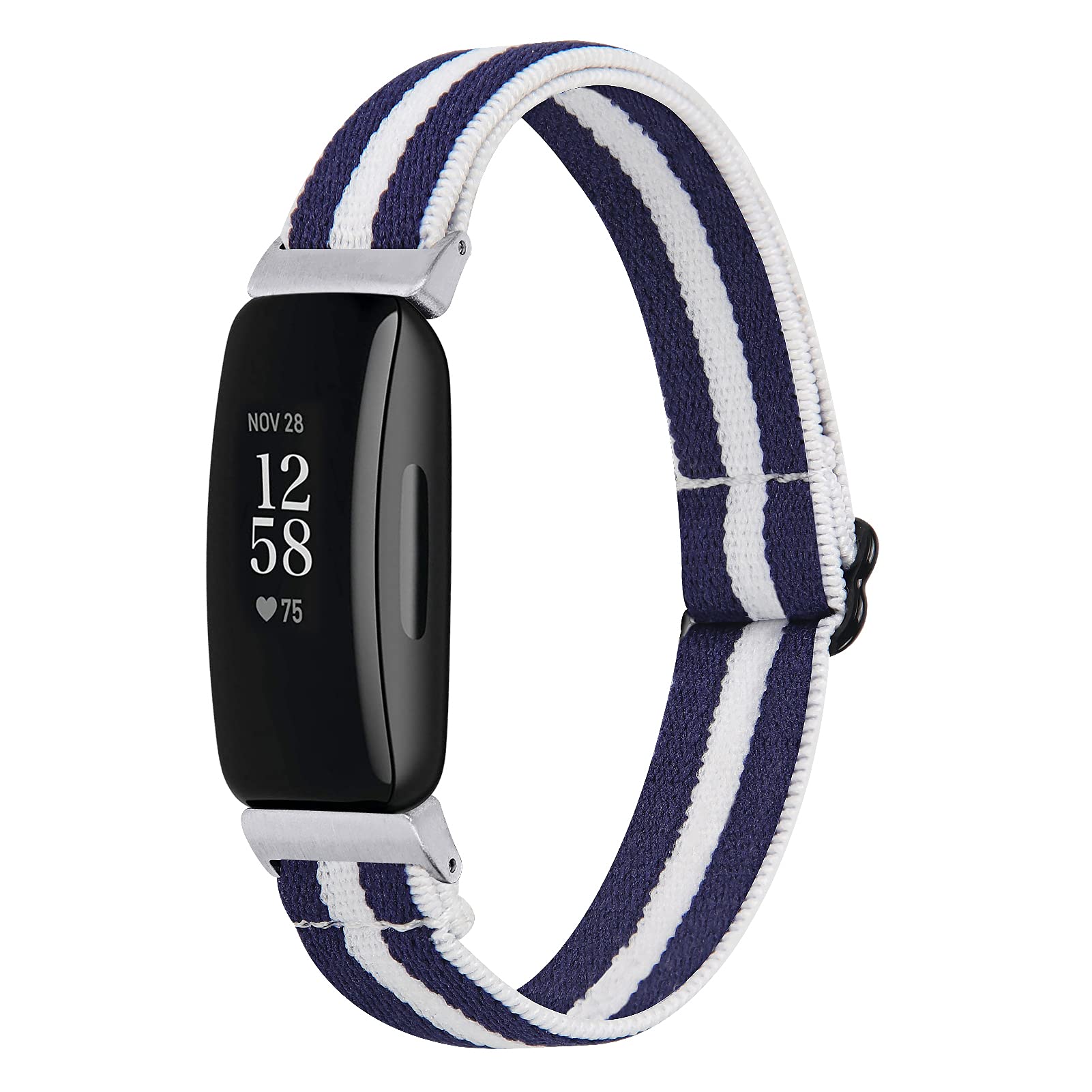 Ginamart Sport Strap Compatibale with Fitbit Inspire/Inspire HR/Ace 2 Strap, Women Men Woven Nylon Breathable Fabric Replacement Wrist Strap Band for Fitbit Inspire HR Small Large (Blue White)