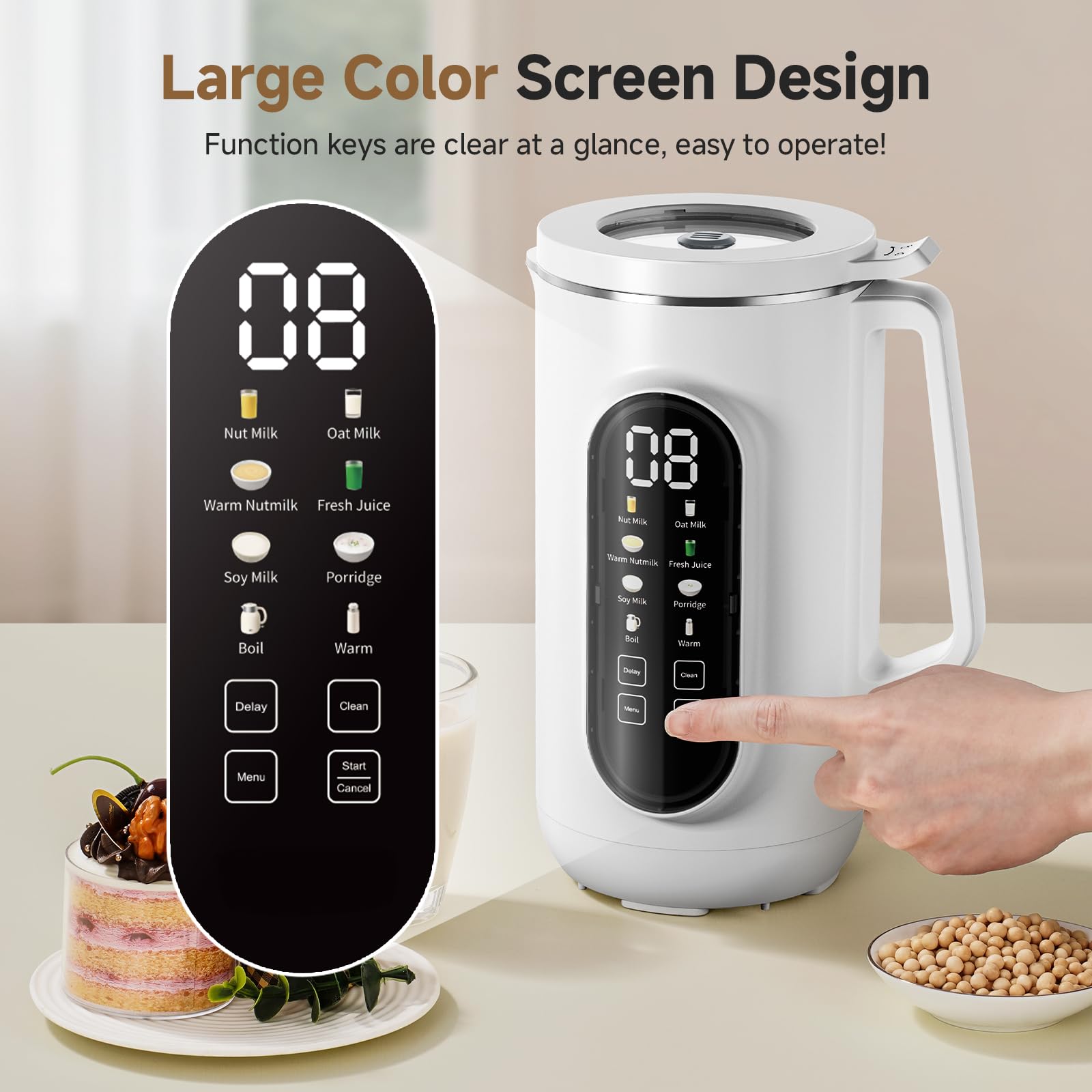 Máquina para hacer leche de nueces de 40 oz, máquina para hacer leche de nueces 10 en 1 para leche de almendras casera, leche de soja, avena y bebidas no lácteas, máquina para hacer leche de soja con 10 cuchillas, inicio retardado, mantener caliente, limpieza automática, ebullición