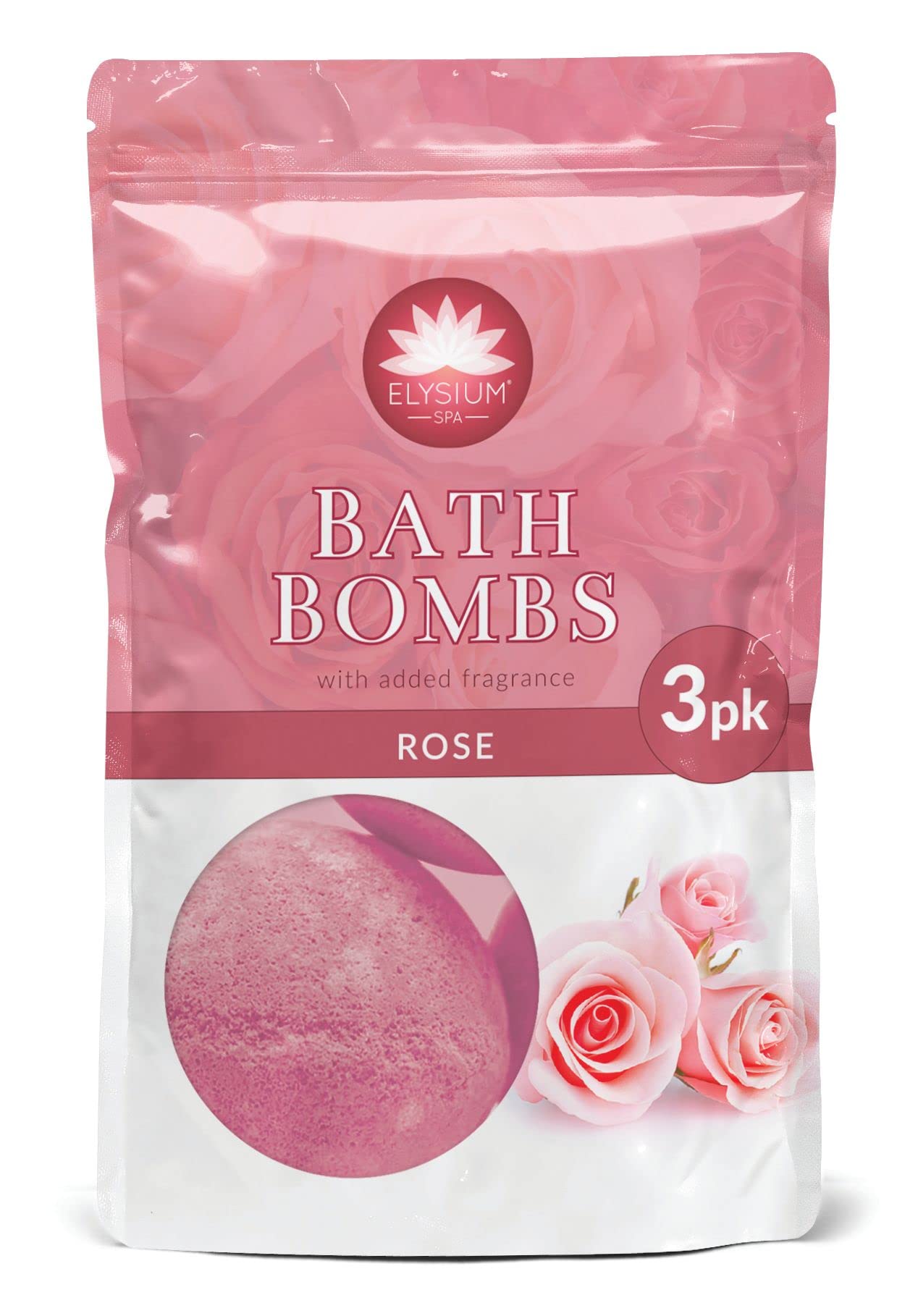 Elysium Spa Rose Bath Bombs | For Soothing Relaxing & Bathing, Rose Scented (3 x 50g)