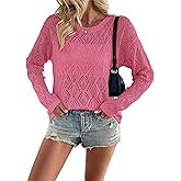 Allimy Women's Crewneck Crochet Lightweight Knit Spring Sweaters for Women Trendy 2026