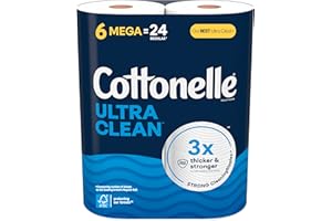 Cottonelle Ultra Clean Toilet Paper, 6 Mega Rolls (6 Mega Rolls = 24 Regular Rolls), 284 Sheets Per Roll, Packaging May Vary