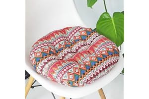 vctops Bohemian Soft Round Chair Pad Garden Patio Home Kitchen Office Seat Cushion Red Diameter 16"