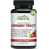 Why Not Natural 5-in-1 UTI Pills with D Mannose, Cranberry PAC Extract, Probiotics and Vitamin D - Urinary Health Formula for Women and Men
