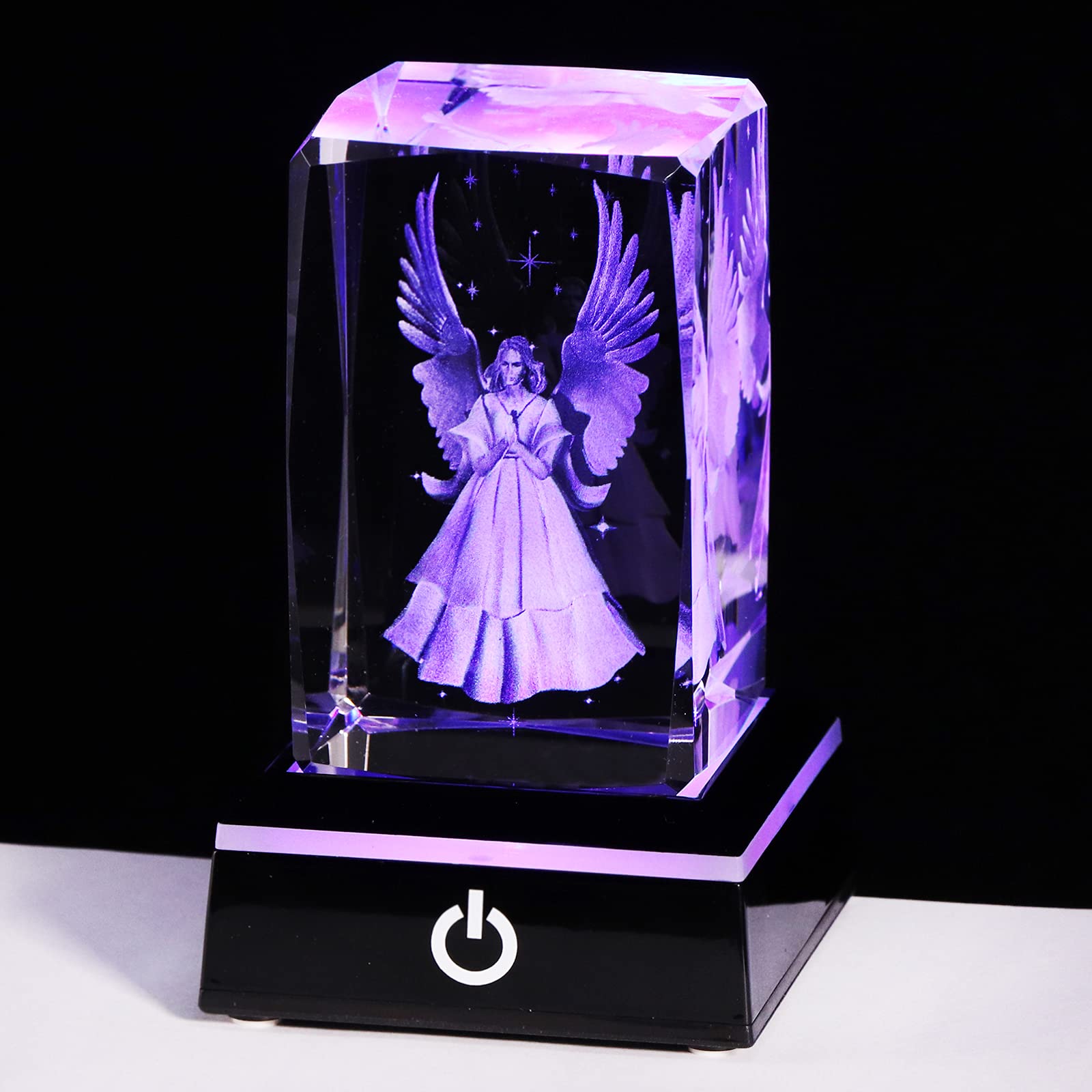 Guardian Angel Crystal Friendship Gifts for Women, Glass Angel Figurine Ornament with Lights Base, Sympathy Bereavement Gifts for Loss of Loved One