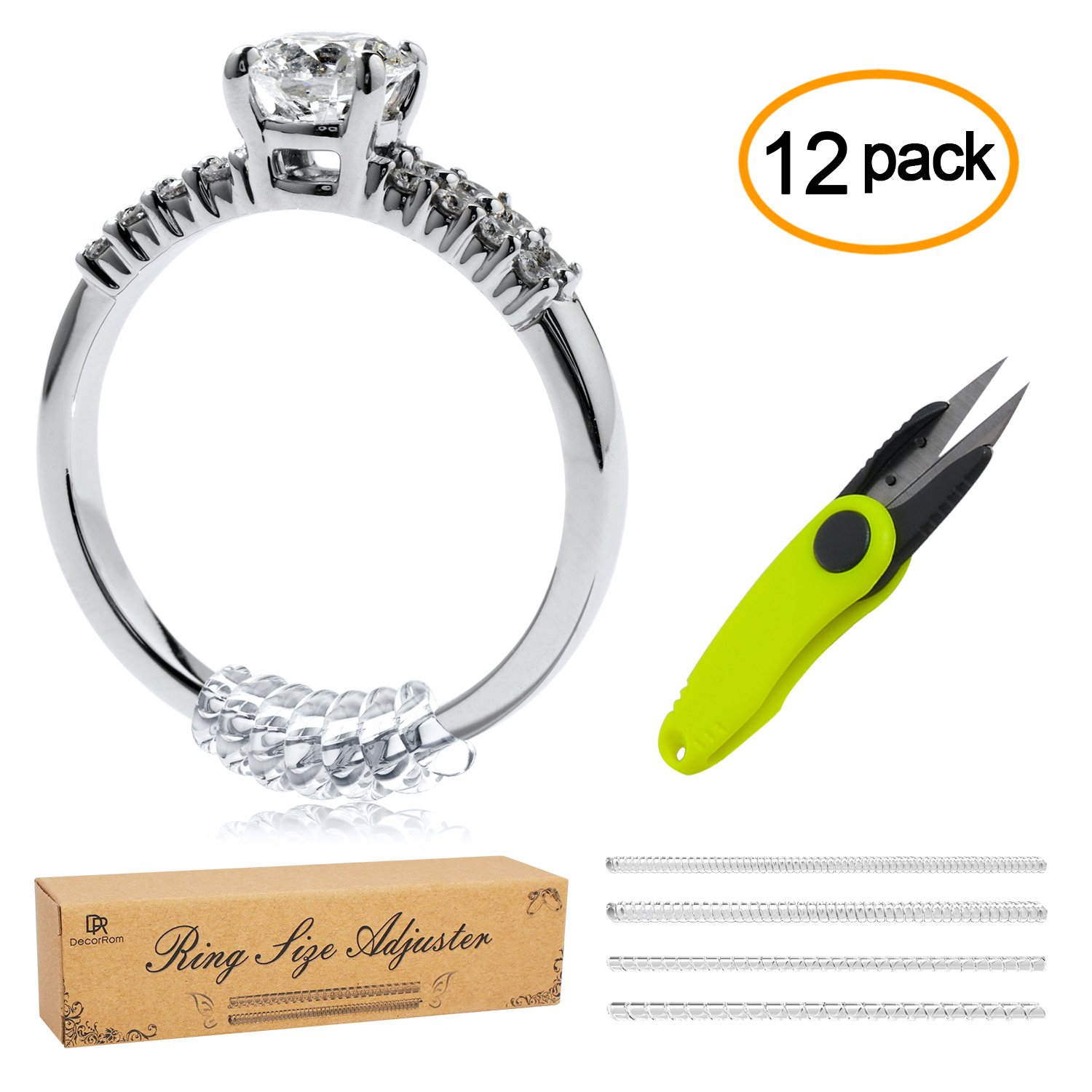 Silicone Ring Size Adjuster 12pcs BONUS Scissors Ring Guard for