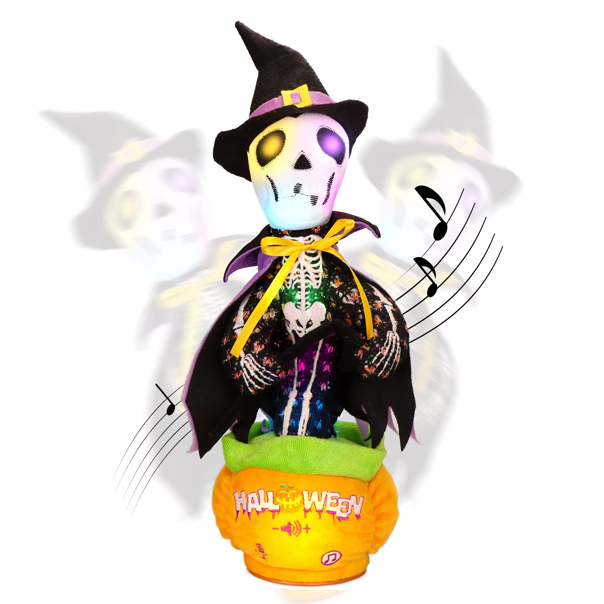 FATIRO Halloween Skull Talking, Singing, Repeating, Twisting, Glowing, Shaking, Dancing Skeleton, Decorating, Halloween Party Gifts