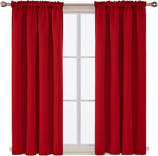Amazon Com Deconovo Red Blackout Curtains Rod Pocket Drapes