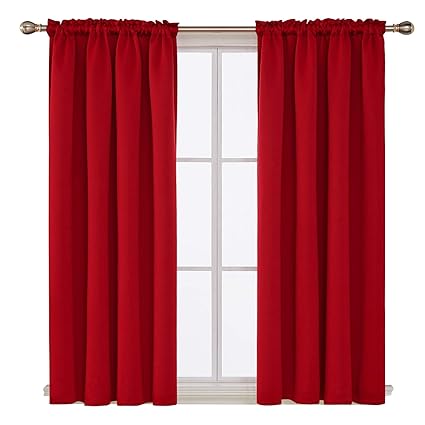 Amazon Com Deconovo Red Blackout Curtains Rod Pocket Drapes