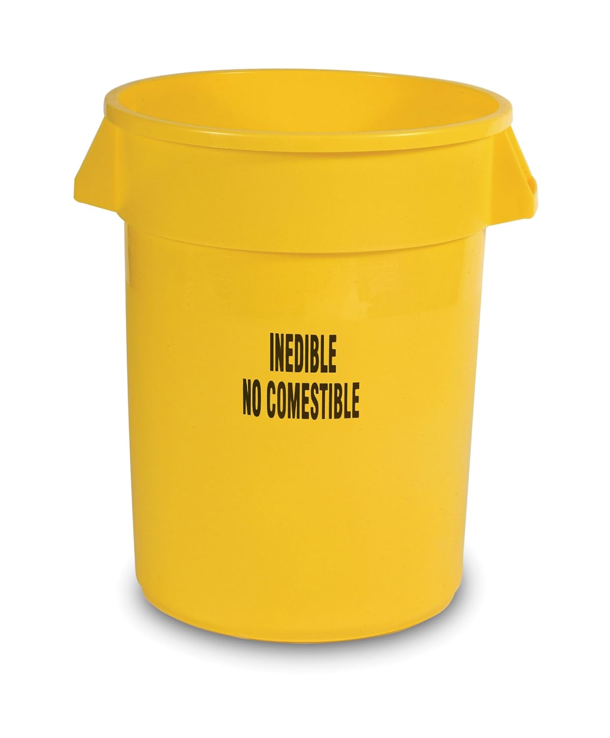 Rubbermaid Commercial Products FG263256YEL BRUTE Heavy-Duty Round Container with "Inedible" Label in English and Spanish, 32 gal, Yellow