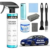 8PCS Customized Interior Cleaner kit for Tesla, Stain Remover, Safe on Vegan Leather, Tesla Cleaning kit Products for Dash/Console/Door/Interior, Cleaning Kit for Tesla Model 3/Y/S/X Accessories