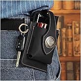 2023 New Multifunctional Leather Mobile Phone Bag with Belt Clip, Premium Rugged Leather Cell Phone Holster with Belt Loop, Belt Phone Pouches Holder for All Phones (Black)