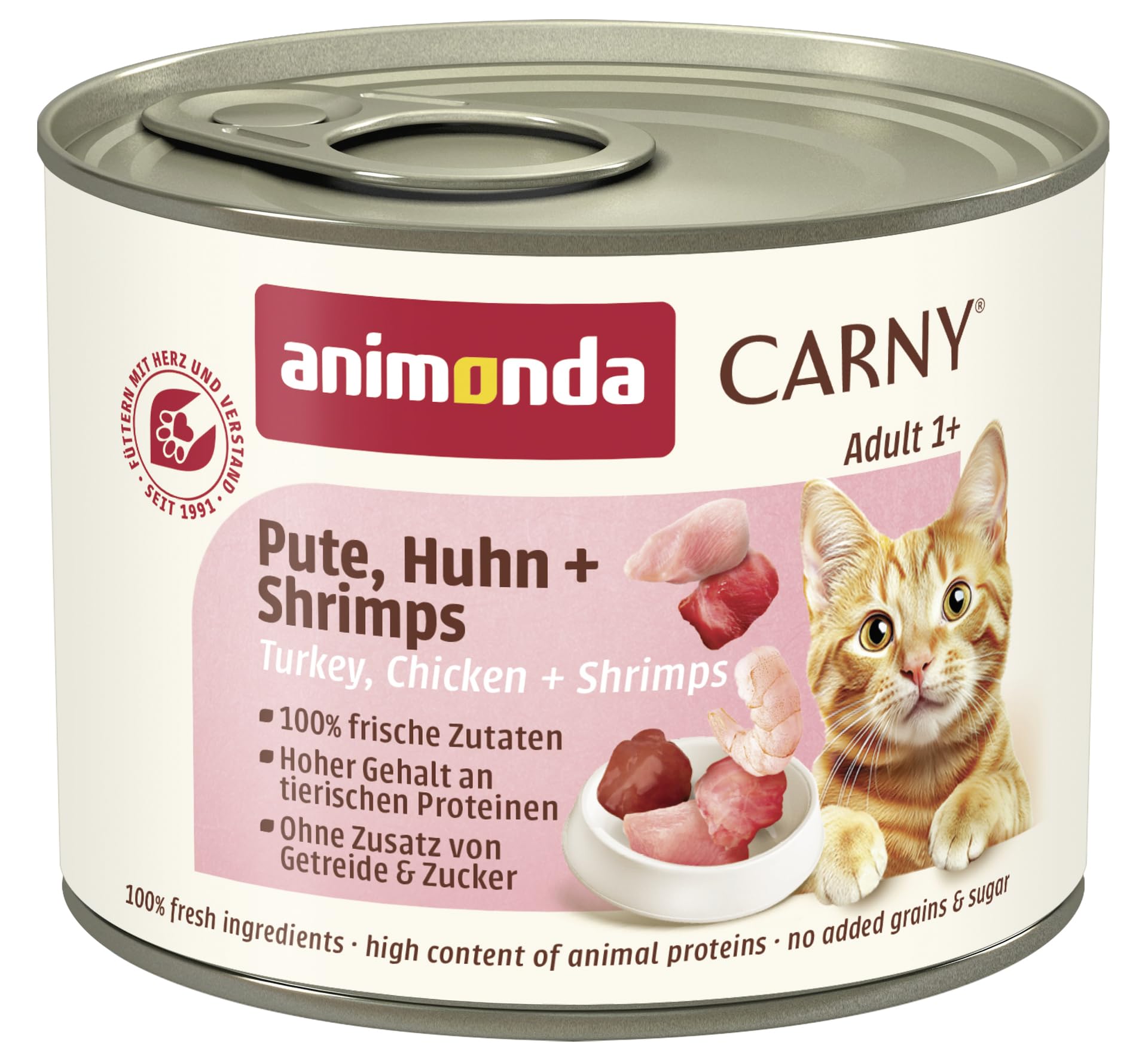 animonda Carny Adult cat food, wet food for adult cats, chicken + shrimp, 6 x 200g