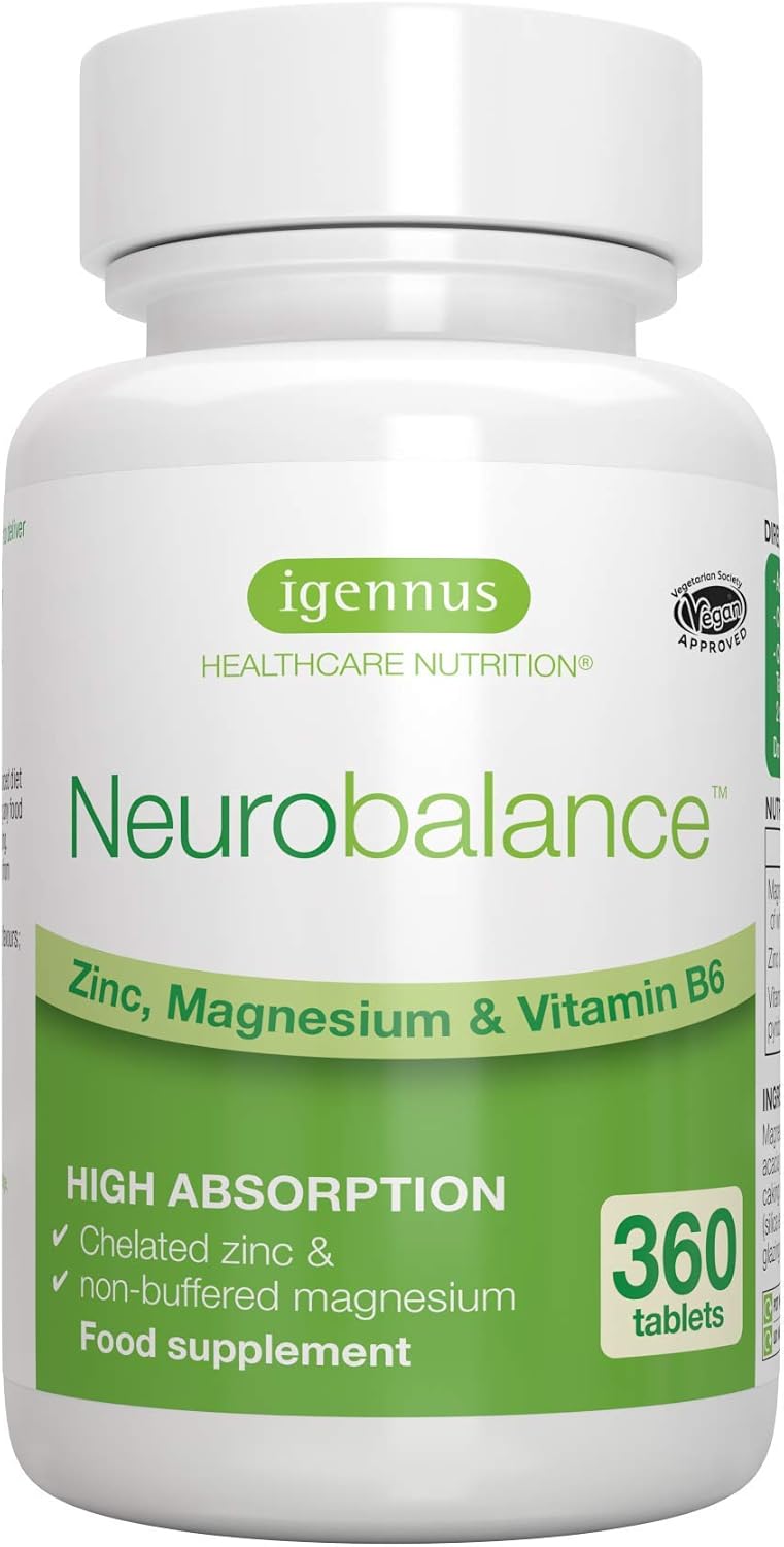 Igennus Neurobalance High Strength Zinc Magnesium & B6 Complex for Cognitive Support Calm Focus & Relaxation