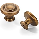 khtumeware 4 Pack Large 1-3/4 Inch Cabinet Knob, Metal Zinc Alloy Handle, Antique Brass Drawer Handle, Bifold Closet/Wardrobe/Cabinet/Bathroom Cabinet Door Knobs, Durable