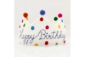 Meygajoe Personalized Hand Embroidered Birthday Hats Happy Birthday Crowns 1st Crown First Party Hats for Baby Kids Boy Girl