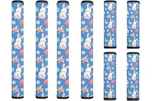 Maiyoinou Fridge Door Handle Covers Set of 8, Anti-Fingertips Dust-Proof Stain Resistant Protector for Microwave Oven, Suitable for Home Kitchen Easter Decoration Women Gift, Bunny Egg Flower Blue
