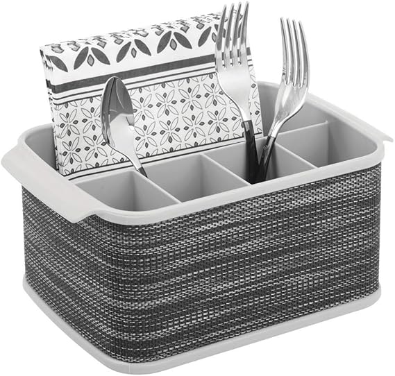 mDesign Cutlery Holder with Handles Decorative Cutlery Basket for