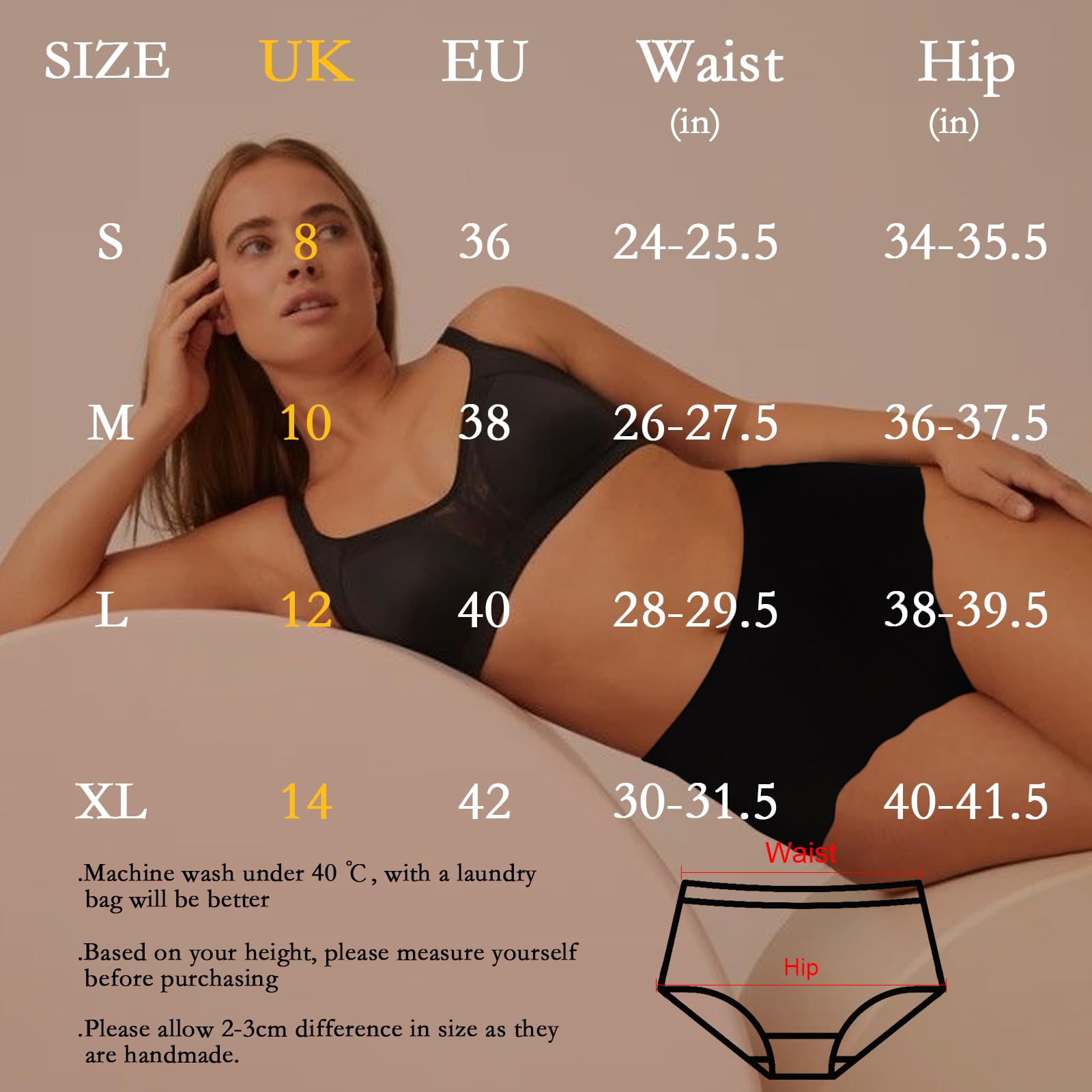 TDONE Seamless Knickers for Women, Breathable High Waisted Seamless Underwear Comfortable No Vpl Show Panties Soft Moisture Wicking Wavy Edges Knickers Full Coverage Briefs Multipack(6 Pack)