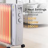 Belaco 11 Fin Oil Filled Radiator 2500W Portable Electric Heater Thermostat Grey view 3