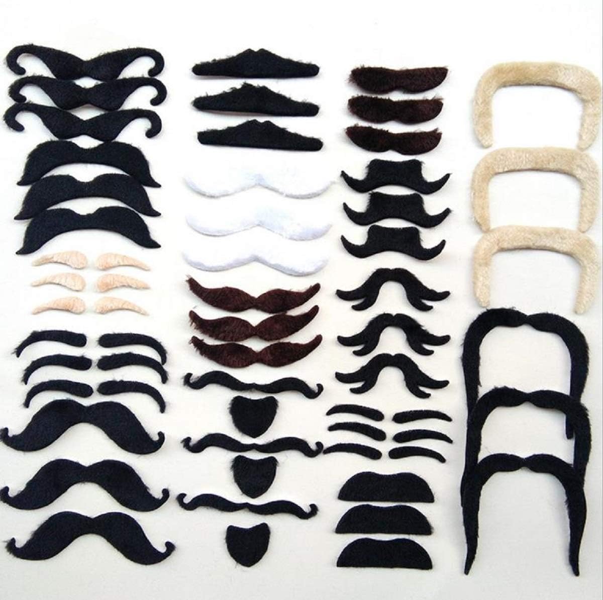partiesandgifts 48pcs Novelty Fake Moustache Self Adhesive Moustaches Set for Masquerade Party Favor, Costume and Performance