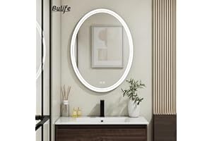 BuLife 36 X 28 Inch Oval LED Bathroom Mirror Anti-Fog Wall Mounted Lighted Bathroom Vanity Mirror Smart Makeup Mirror 3 Colors Light Dimmable Touch Switch