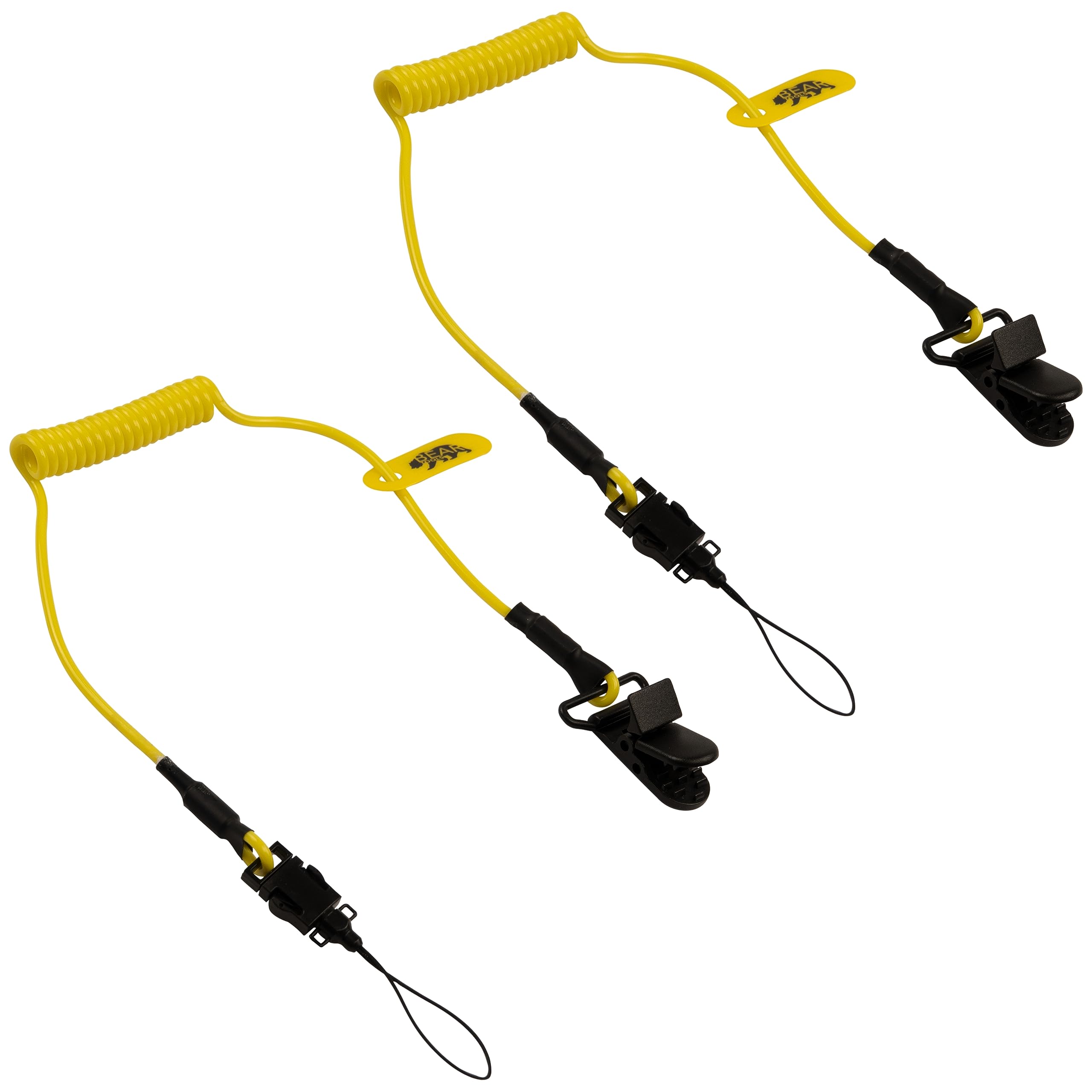 BearTOOLS Micro Coil Elastic Lanyard, Max Load 0.9kg 50cm Dual Attachment | Tool lanyard for small tools, helmets | Coil Lanyard, Hardhat Accessory | Used in construction & work sites (2-Pack)