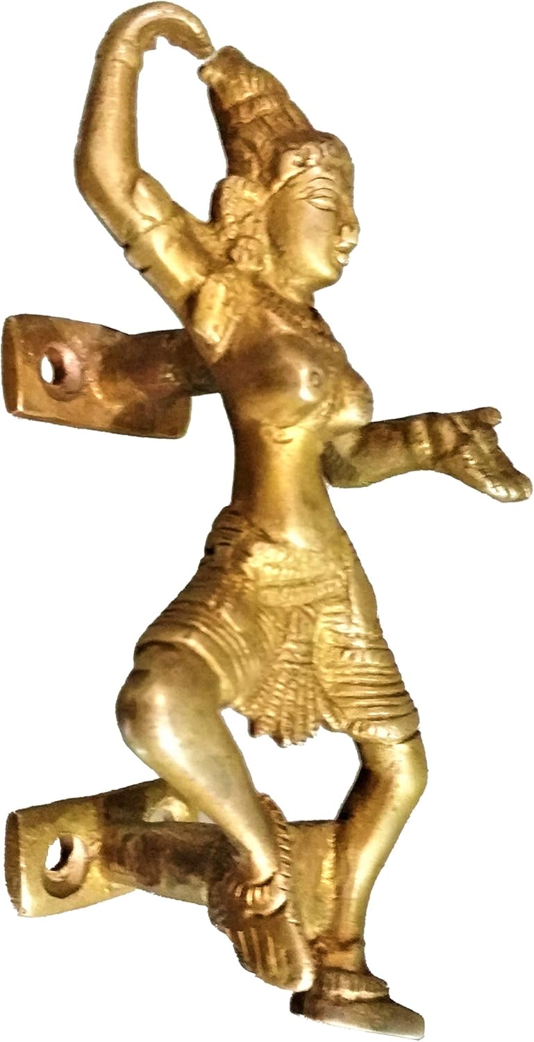 Purpledip Brass Door Handles 'Dancing Diva': Decorative Door/Window/Cupboard Handle (10822A), Golden, Standard - Image 3