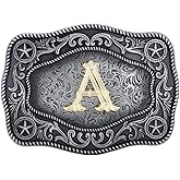 Doitby Initial Western Cowboy Belt Buckle with Letter for Men and Women