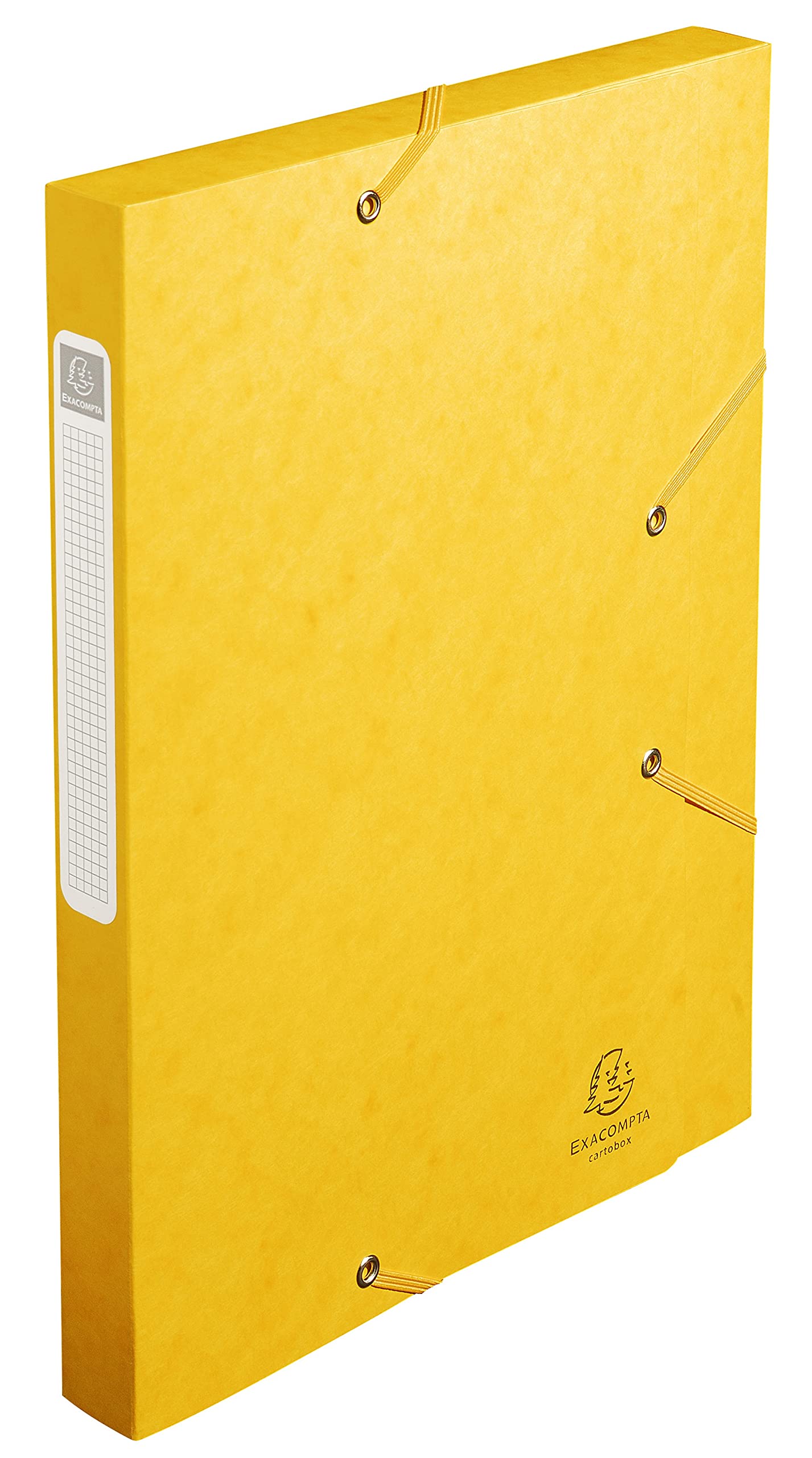 Exacompta - Ref. 18506H - 25 CARTOBOX filing boxes with rubber bands - delivered flat - 2.5 cm spine - glossy card 5/10th - 400g/m² - dimensions 25x33cm - A4 filing format - yellow color