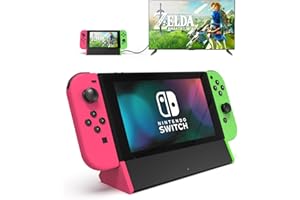 SiWiQU TV Dock Station for Nintendo Switch/Switch OLED, Portable TV Docking Station Replacement with 4K HDMI Adapter/Type C Port/USB Port for Official Nintendo Switch (Pink + Green)