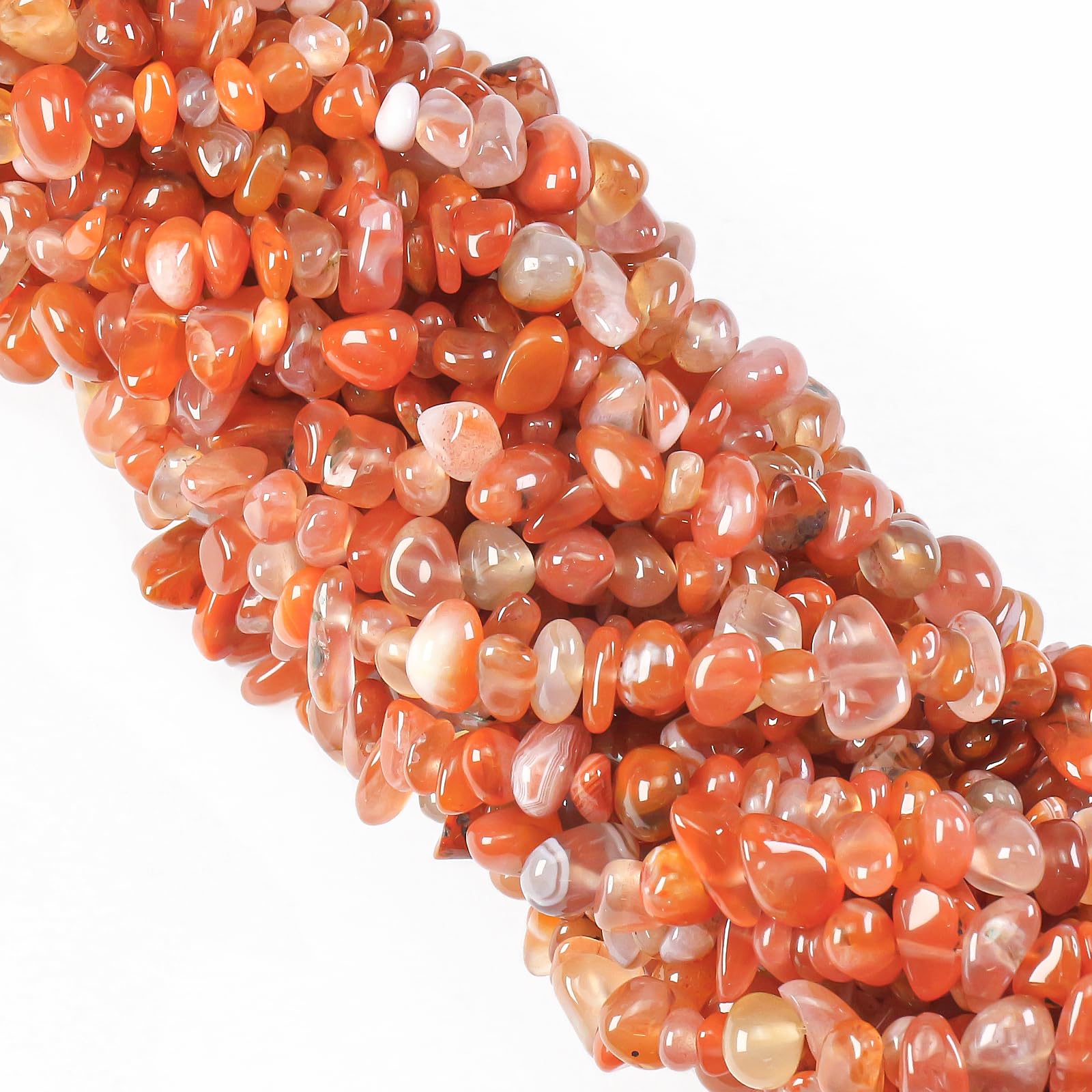 260pcs Natural Red Agate Crystal Beads Chips 5mm to 8mm Irregular Gemstone Beads with Holes DIY for Bracelet Necklace Earrings Jewellery Making Craft 32 inch — image 1