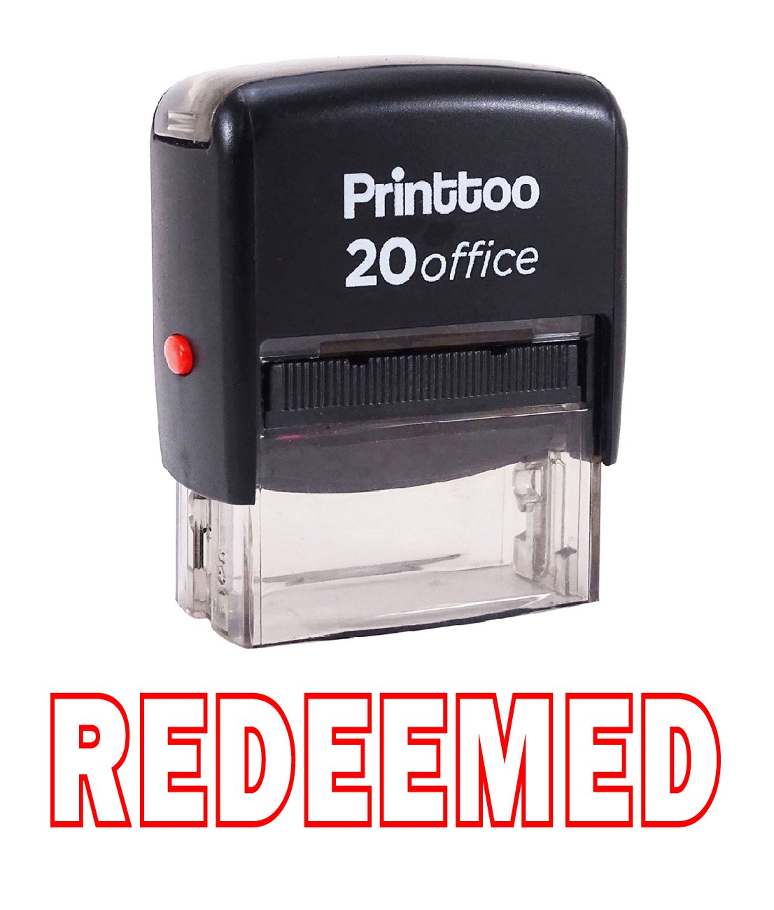 Printtoo Rubber Stamp Office Stationary Custom Stamp Redeemed Self Inking-Red