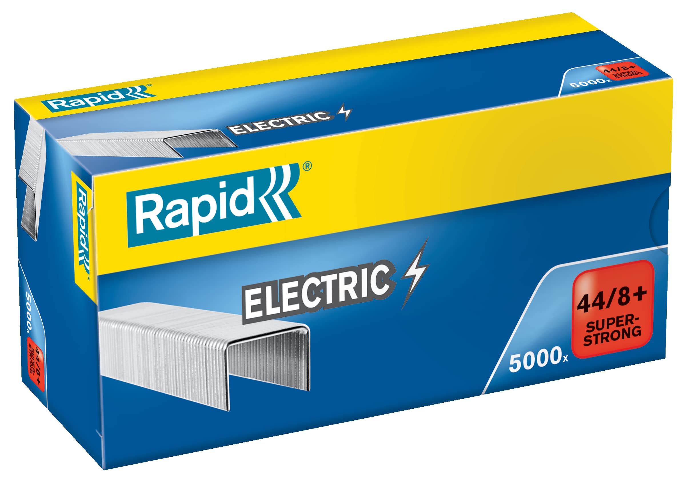 Rapid 44/8+mm Strong Staples, For Stapling up to 50 Sheets, Use with Electric Staplers, Galvanised Wire, Box of 5000, 24868900