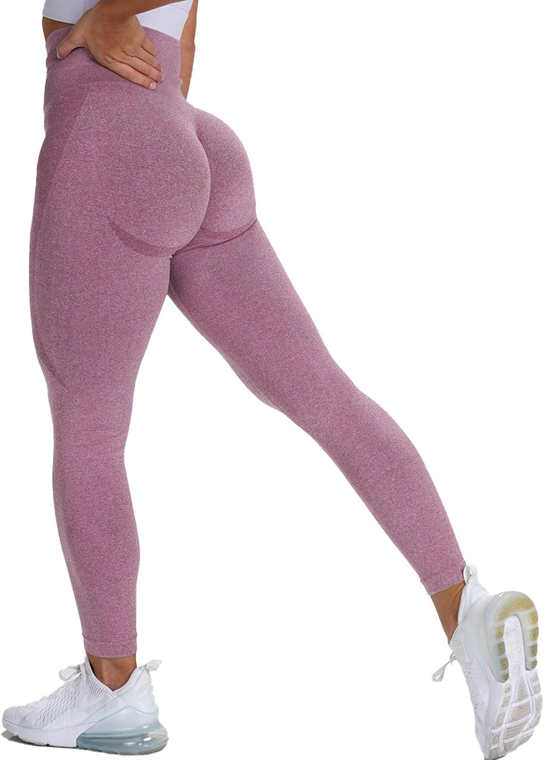 Calça legging feminina de cintura alta sem costura com controle de