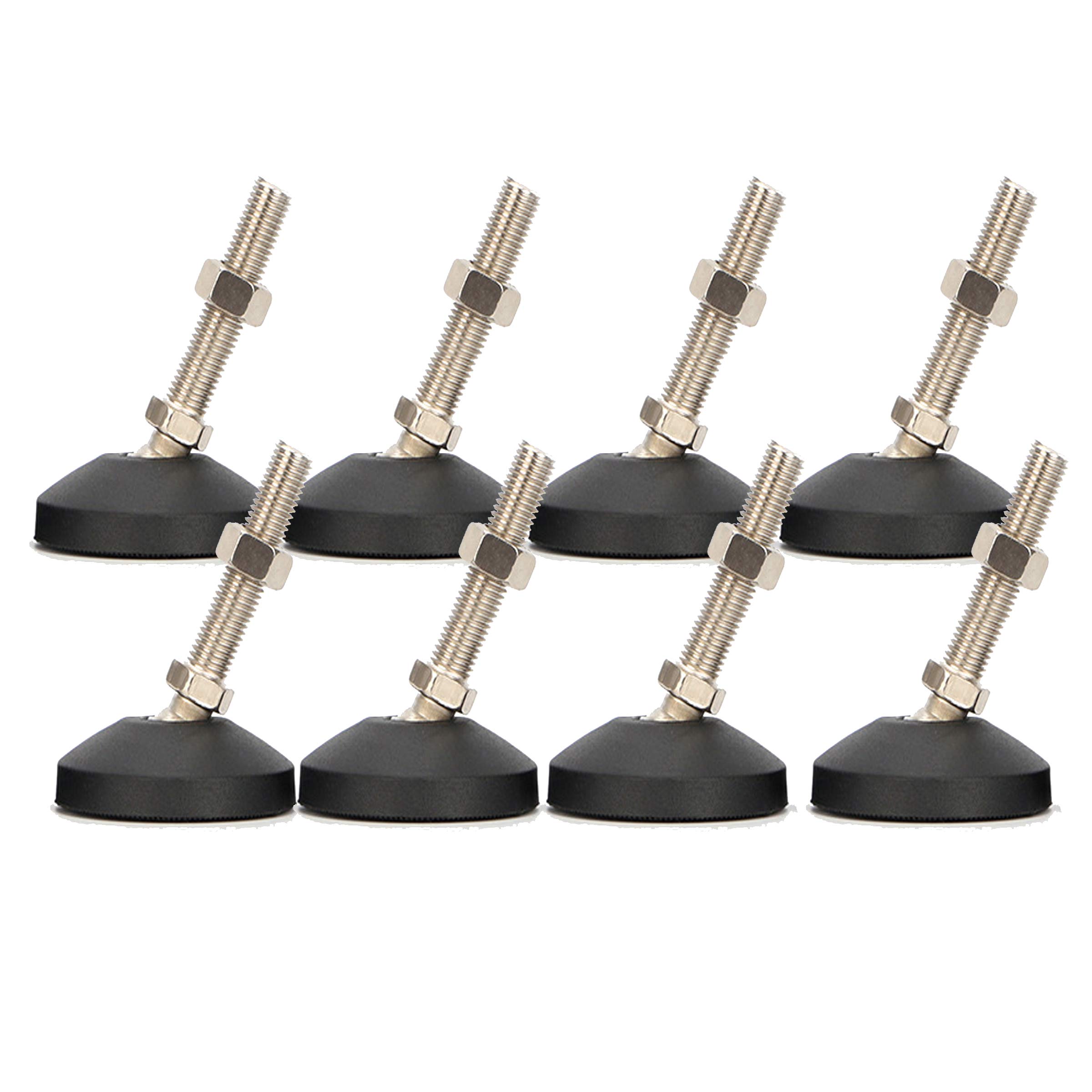 8pcs 201 Stainnless Steel Furniture Glide Swivel Leveling Mount Height & Angle Adjustable T-Nut Leg Leveler Furniture Levelers Leg Heavy Duty Leveler Leveling Feet with Quiet Non-Slip Base M10x30
