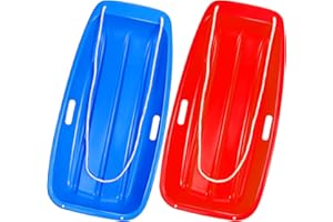 GENERIC Snow Sled, 35" Sleds for Kids and Adult, Snow Sleds for Heavy Duty Fast Sliding, for 1-2 Riders with Handles and Pull Ropes