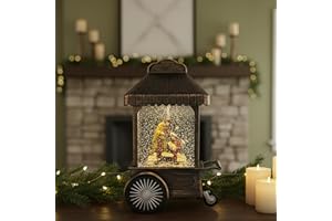 ACCENT COLLECTION HZ Christmas Nativity Snow Globe, Holy Family Xmas Table Ornament, USB or Battery Operated with Music, Snow