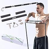 GEKU FIT Resistance Band Bar, Length-Adjustable Detachable Heavy Duty Workout Bar for Resistance Band Training, Core Muscle Training, Home & Ourdoor Workout, Max Load 800 Lbs