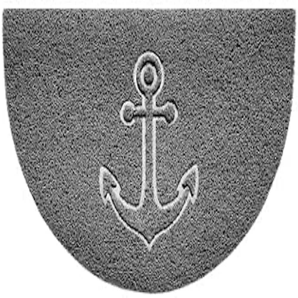 Nicoman Embossed Halfmoon Half Circle Door Mat Dirt-Trapper Jet-Washable Doormat 70x44cm (Grey, ANCHOR Shape) - Use Indoor or Sheltered Outdoor
