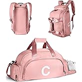 Vogewood 10 11 12 13 14 15 16 Year Old Girl Birthday Gift, Initial Gym Bags with Shoe Compartment, Dance Bag for Girls, Monogram Kid Overnight Bags, Teen Girl Gifts Trendy Stuff (Letter C)