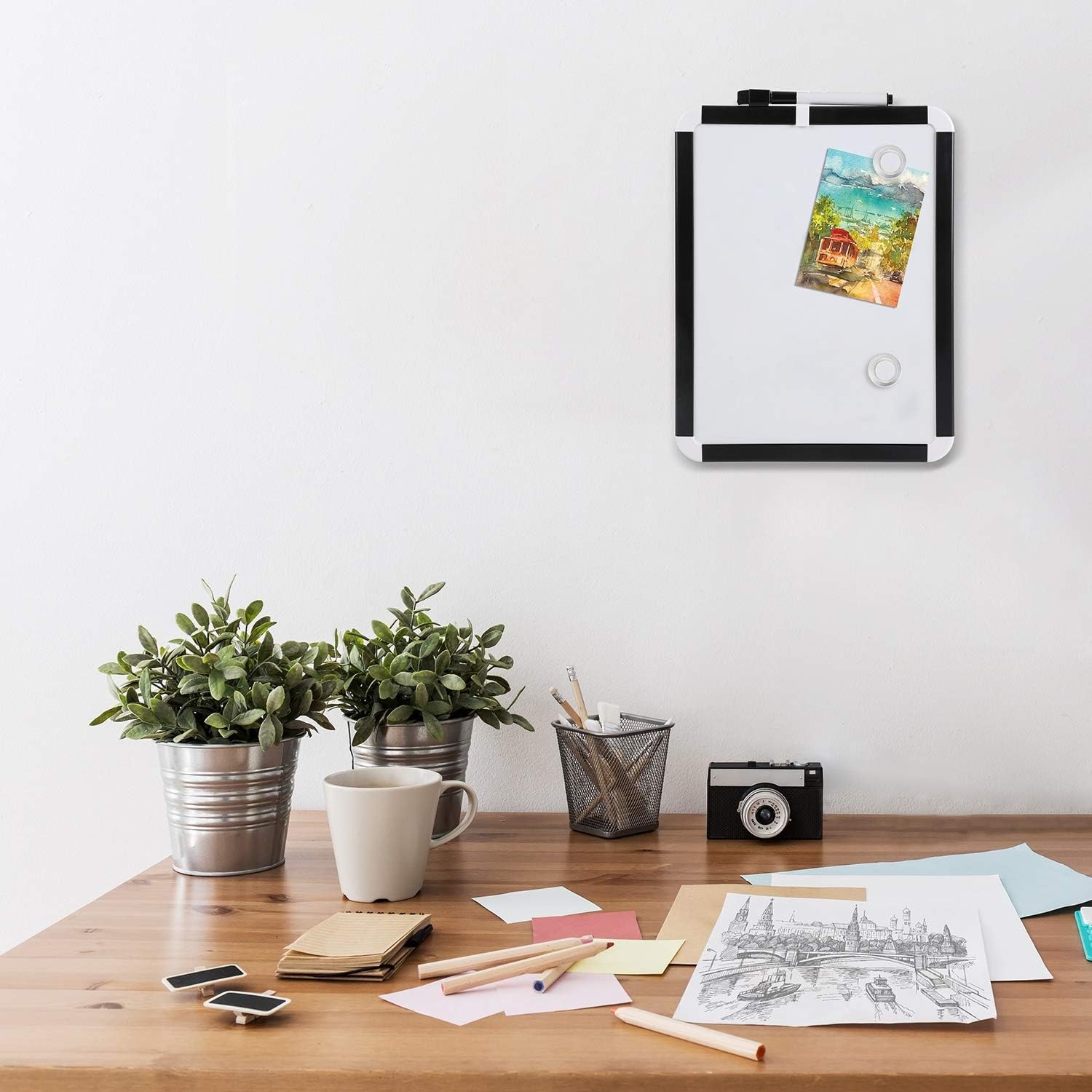 Basics Magnetic Dry Erase Board, Plastic Frame, 8.5" x 11" : Office Products