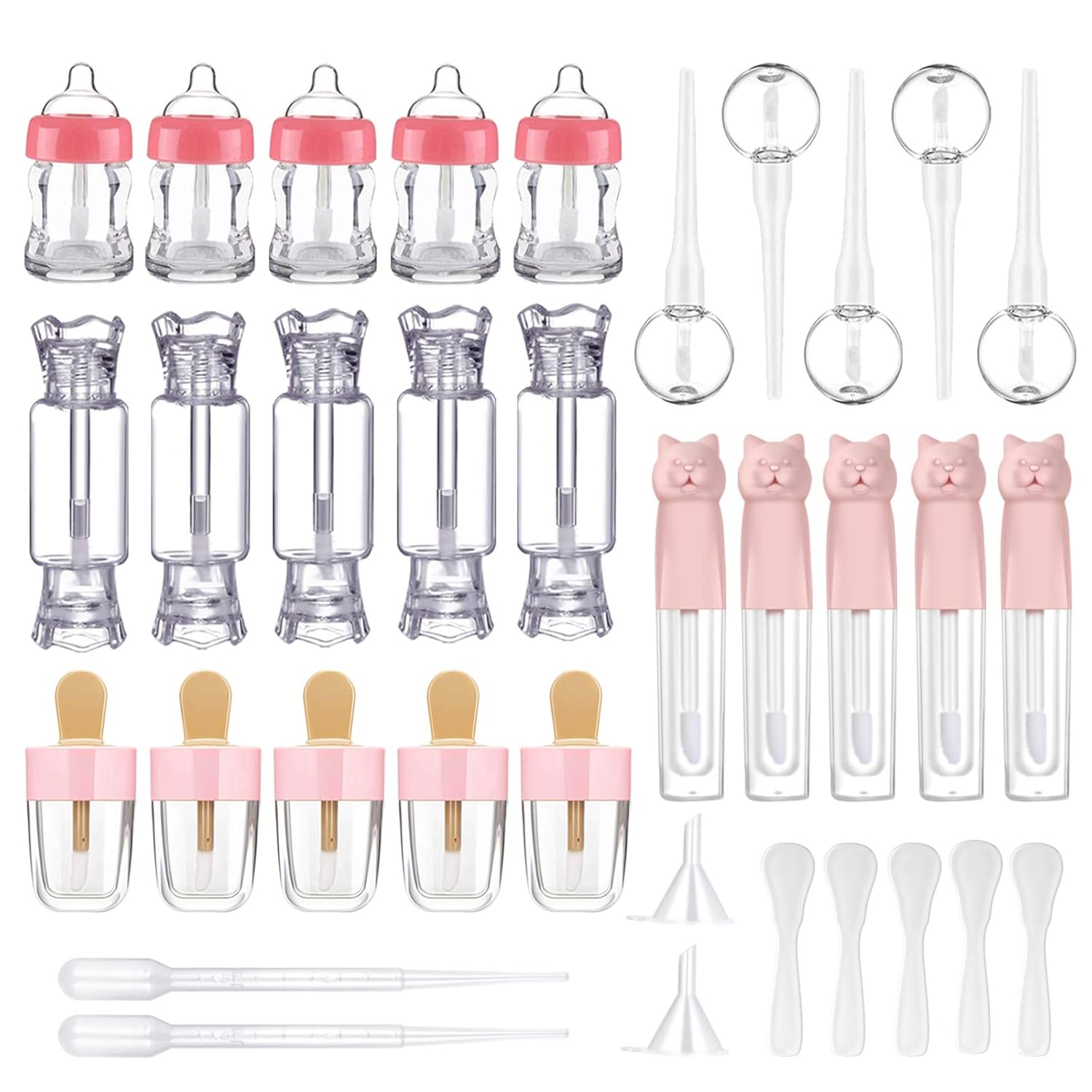 Empty Lip Gloss Tubes Tool Set, Clear Reusable Lip Gloss Containers