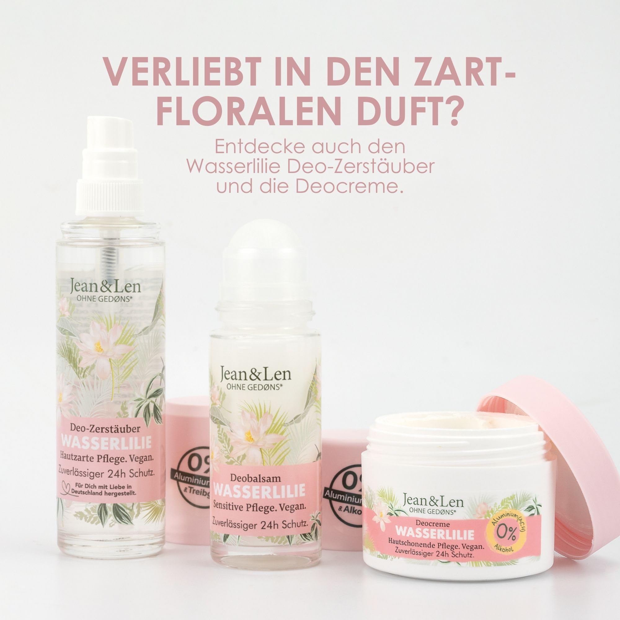 Jean & Len Deobalsam Wasserlilie, schenkt auf natürliche Weise bis zu 24h Deo-Schutz, sensitive Pflege, Ideal auch nach der Rasur, Deo ohne Aluminium & Alkohol, vegan, 50 ml 6