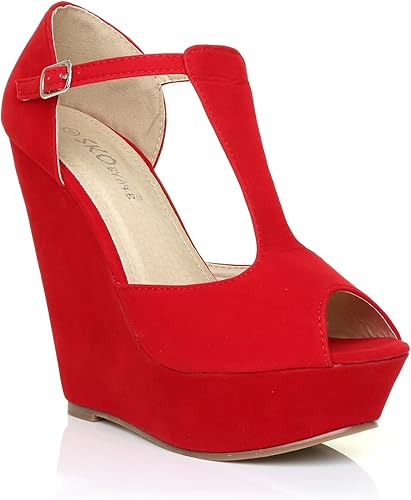 red wedge sandals size 6